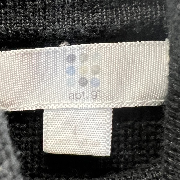 Apt. 9 Turtleneck Sweater Black Size L Long Sleeve Pima Cotton Knit Taped Sleeve - Picture 3 of 7
